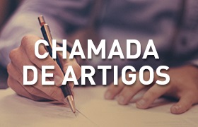 Imagem de pessoa escrevendo com o texto "chamada de artigos"